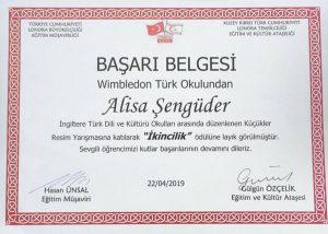 Alisa Senguder basari belgesi.